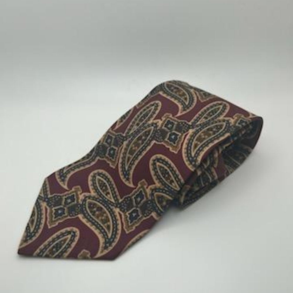 Made in Italy Wilson's Retro Red Paisley Men's Tie 100% Silk Hand Made